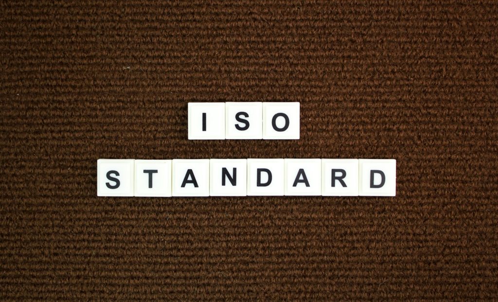 letter of the alphabet with the word iso standard.