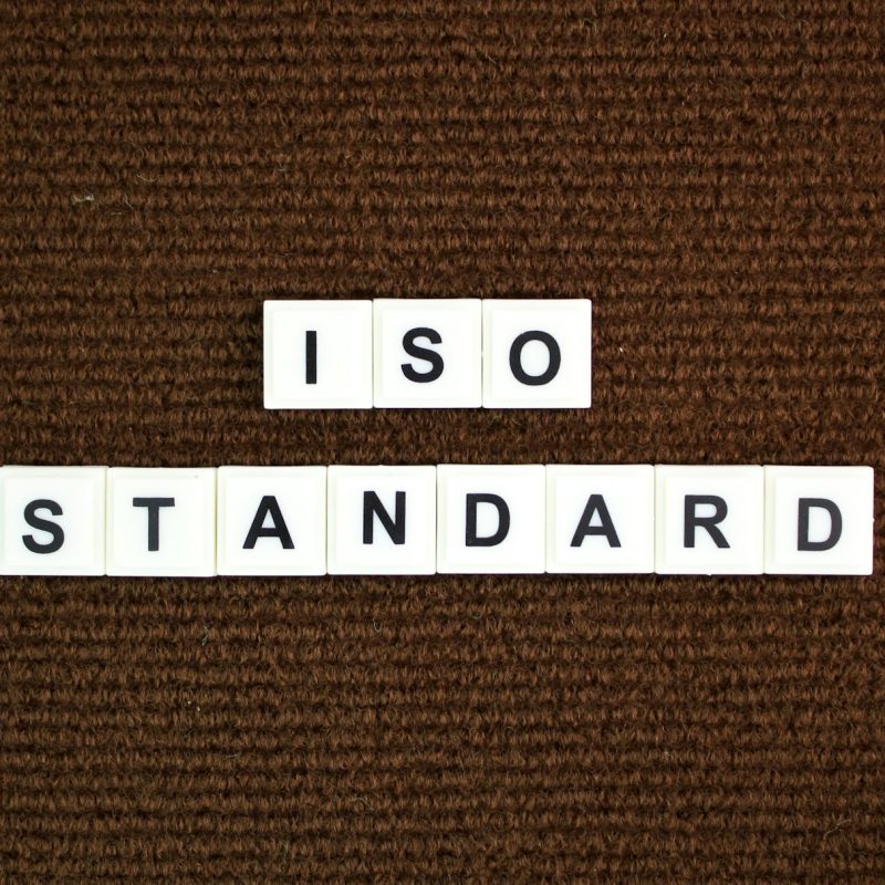 letter of the alphabet with the word iso standard.