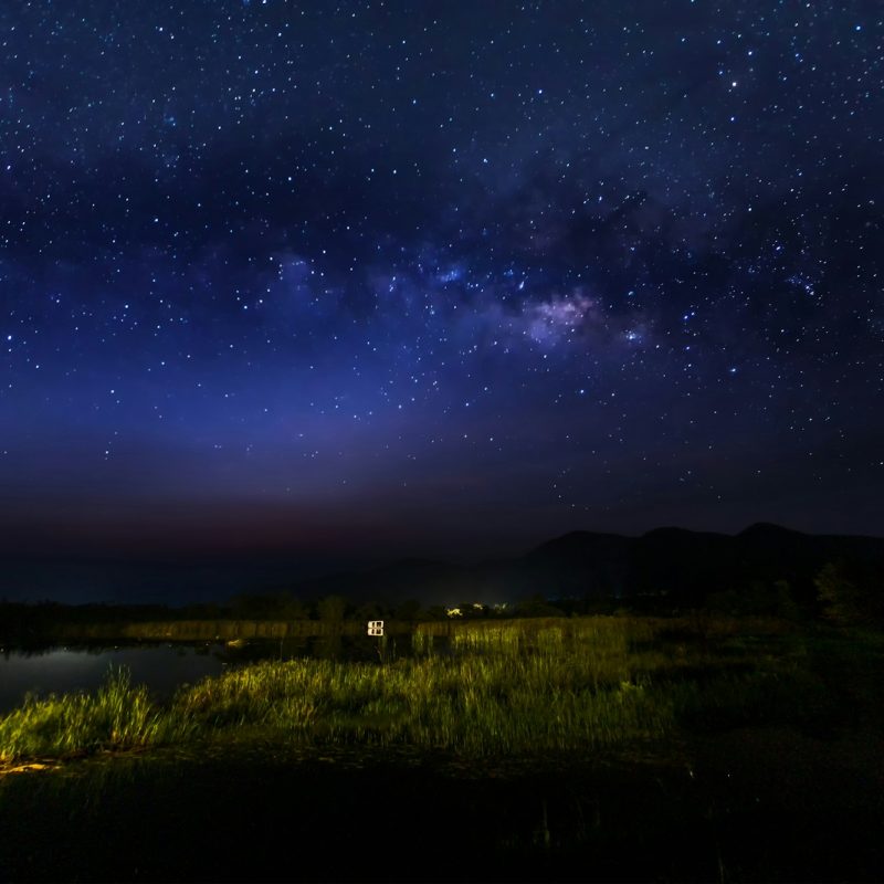 Milky way galaxy at night. Image contains noise and grain due to high ISO.